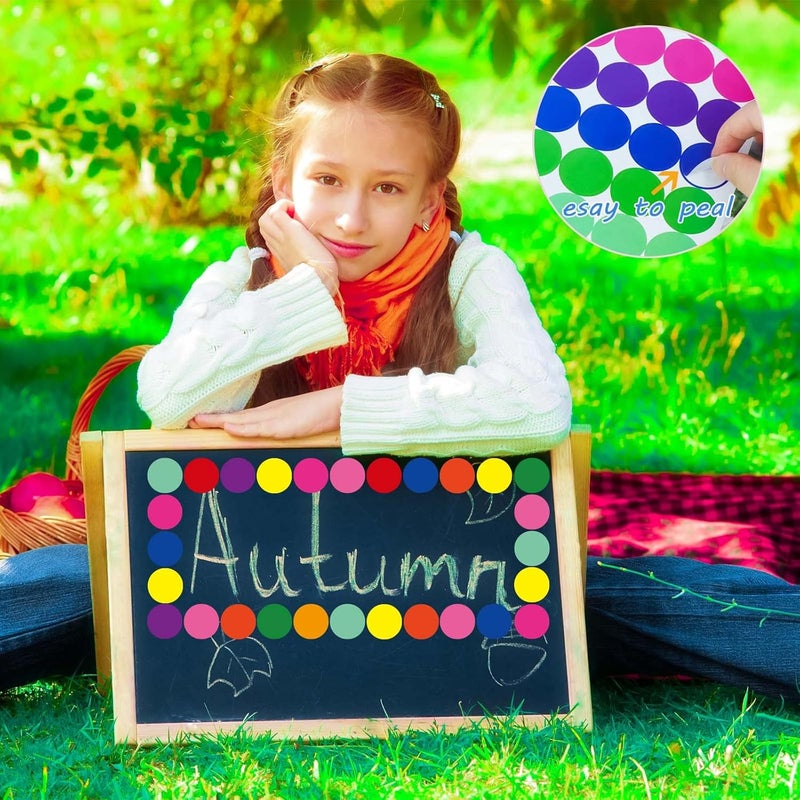 DINGEE Dot Stickers 1400 PCS Color Coding Labels Round Circle Sticker 3/4 Inch Colored Dot Label for Toddlers Office Student Classroom Papers Etc - Image 2
